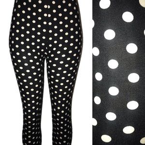 Super Soft Leggings Black & White Polka Dot Design